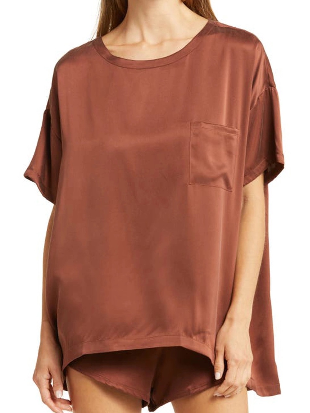 Lunya washable silk short sleeve pajama top oversized